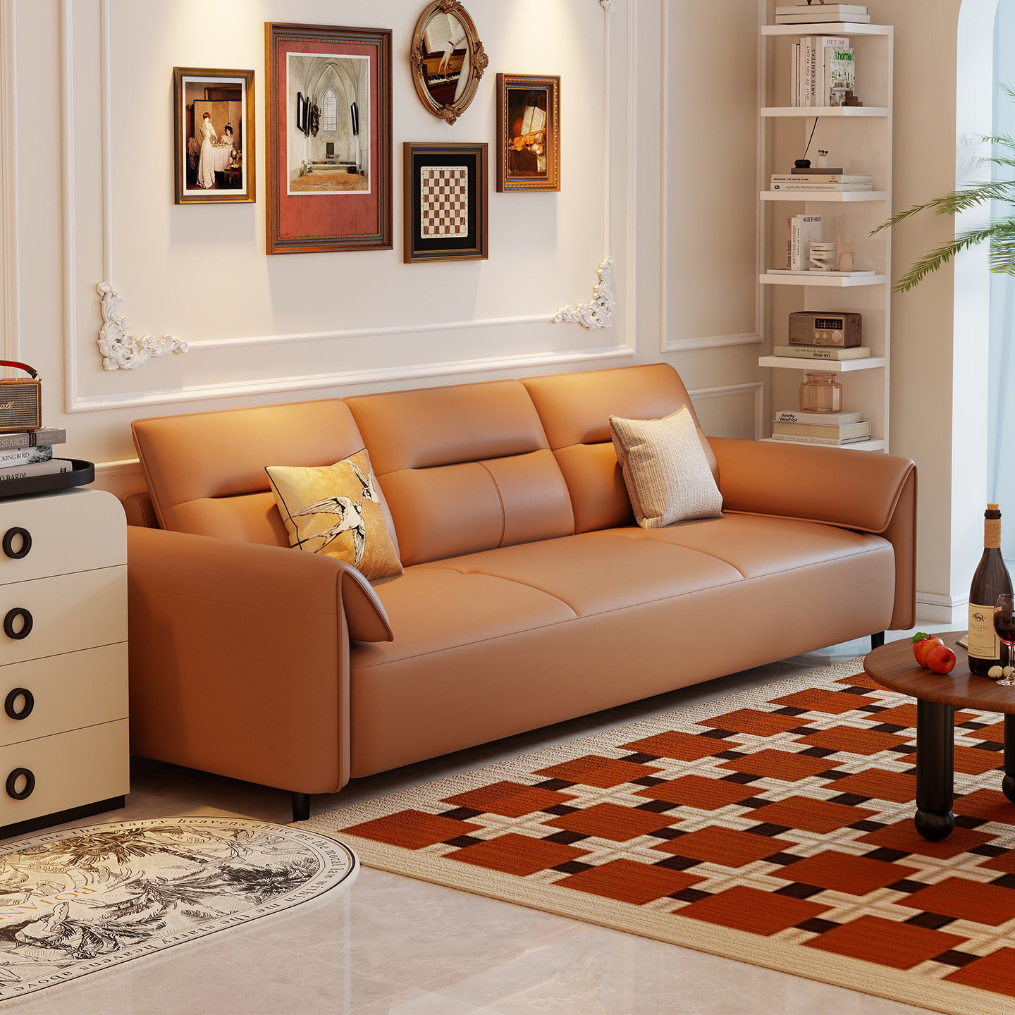 法式覆古沙发客厅2025新款现代简约公寓小户型三人直排猫抓皮沙发,住宅家具,布艺沙发,淘宝优惠券,粉丝福利购,淘宝优惠卷