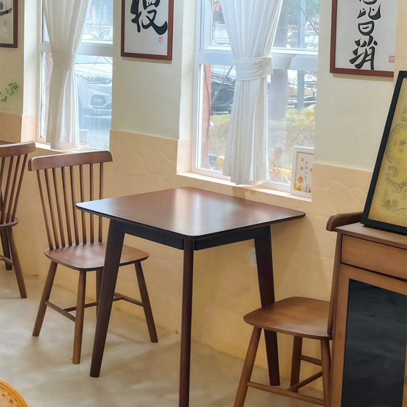 小户型茶餐厅桌子简约小户型吃饭桌椅两人店阳台正四方形实木桌椅