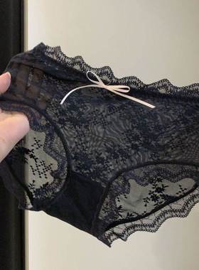 EGG SLY3条黑色蕾丝内裤性感女士夏季天薄款纯欲少女生透明