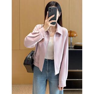 EGG 夹克外套女春 SLY醋酸羊毛翻领高支数斜纹织造定制拉链薄款