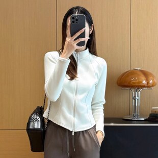 石墨烯立领双头拉链收腰修身 运动瑜伽卫衣外套女 SLY小蛮腰 EGG