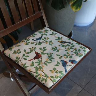 美式田园餐厅餐椅防滑坐垫氛围感马蹄形凳软椅垫四季通用椅子垫