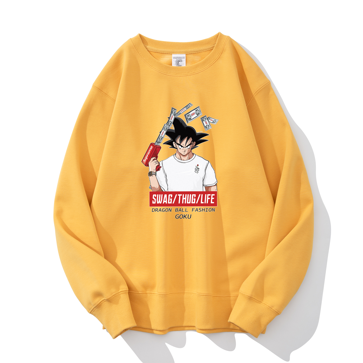 七龙珠二次元男女同款卫衣厚款重磅套头衫圆领无帽内搭上衣高街