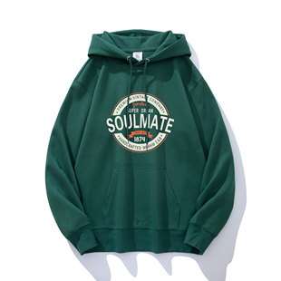 2025连帽卫衣男秋款男士潮流上衣帽衫学生外套加绒加厚橄榄绿上衣