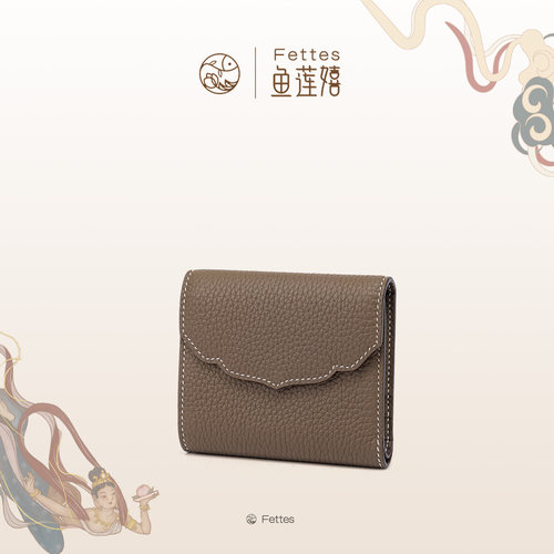 Fettes鱼莲嬉手缝蜡线唐朝钱包卡包钱夹头层牛皮新中式