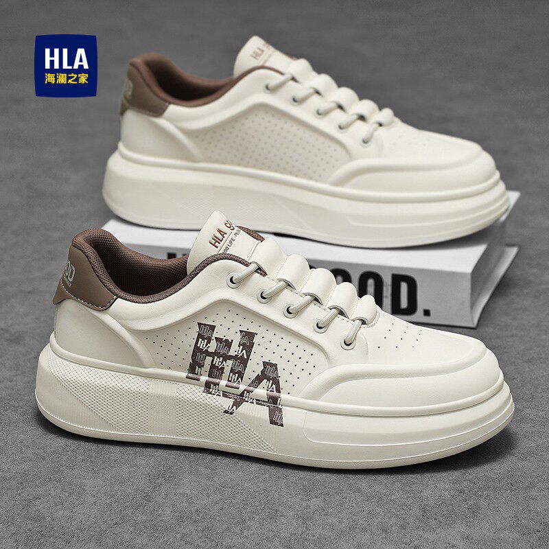 海澜之家男鞋品牌正品秋季透气鞋子男小白鞋潮鞋高级感真皮板鞋男