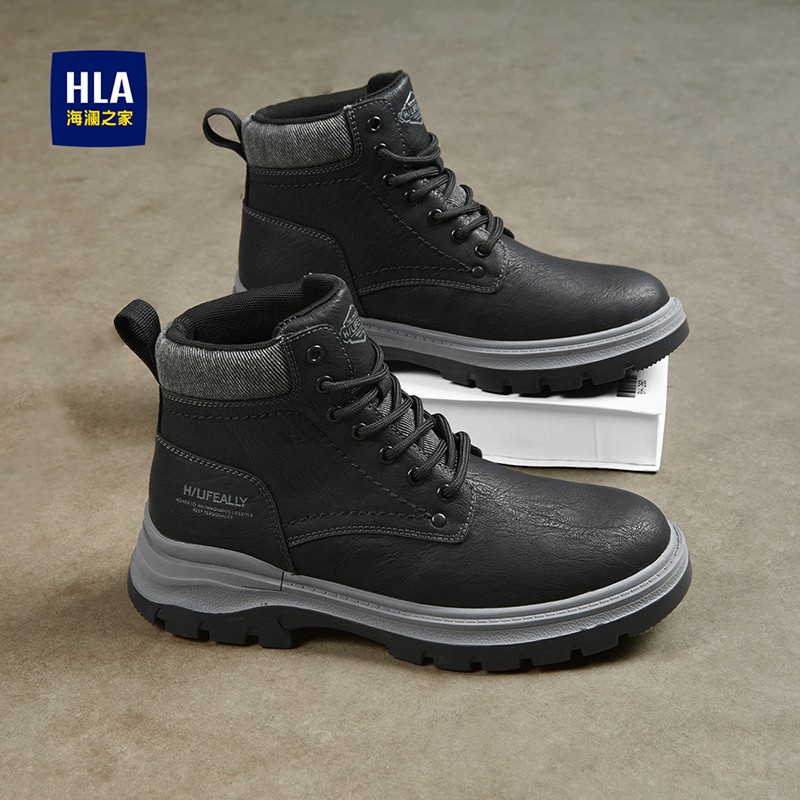 海澜之家马丁靴男高帮工装靴子