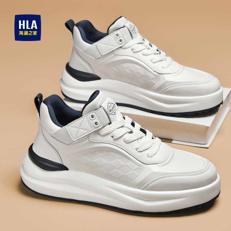 海澜之家男鞋真皮小白秋季