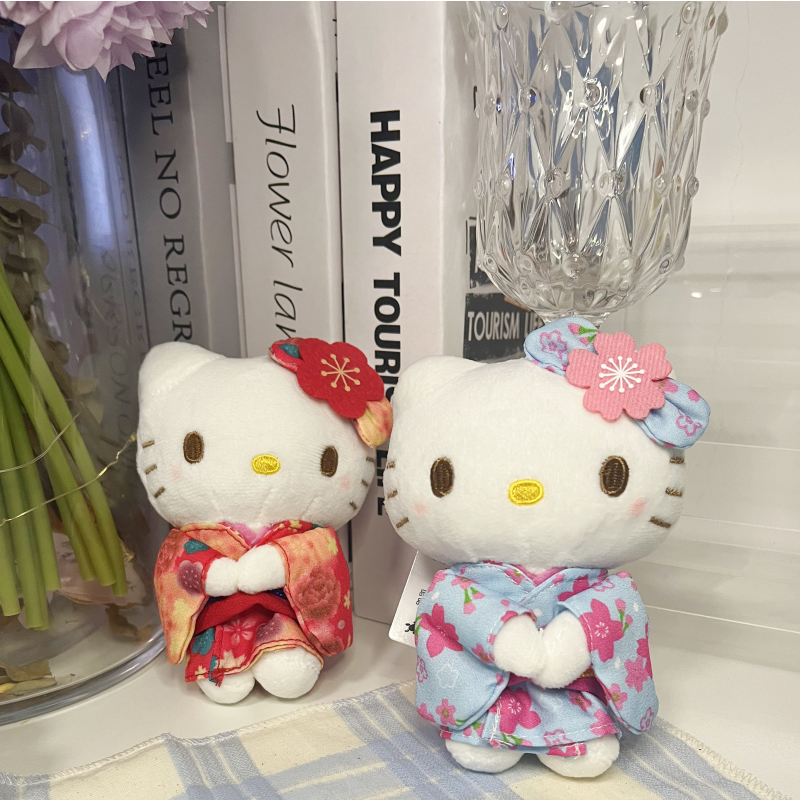 红蓝樱花和服hellokitty挂件背包挂饰KT猫玩偶毛绒公仔女孩礼物