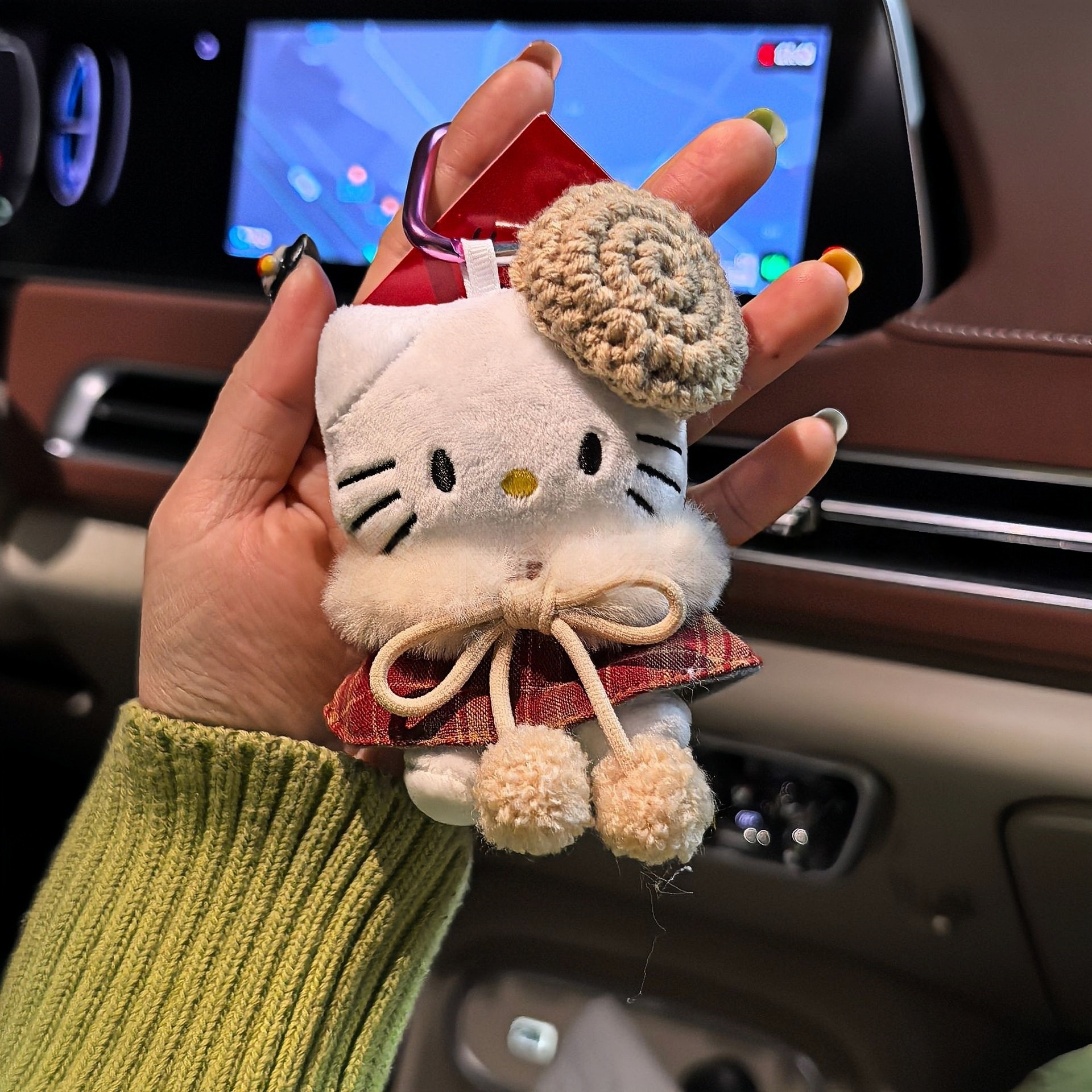 可爱斗篷贝雷帽Kitty包包挂件玩偶毛绒KT猫公仔小书包钥匙扣饰品
