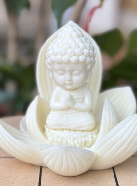 跨境商海经象牙果雕刻九瓣莲花宝宝佛家居客厅办公桌面木质