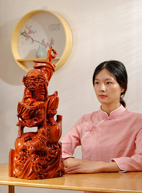 跨境花梨木雕达摩祖师佛摆件创意工艺品家居客厅茶室禅意装饰