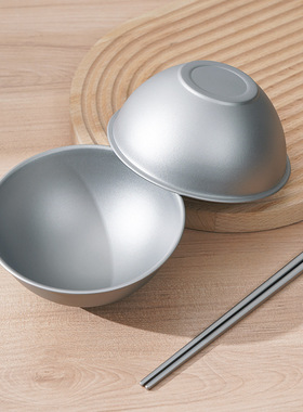 纯钛饭碗双层隔热防烫钛碗轻量健康钛餐具户外露营野餐钛餐具套装