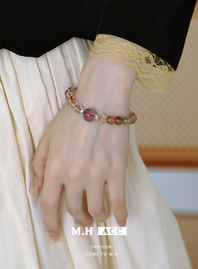 跨境新中式单圈彩发晶紫幽灵手串女款轻奢时尚小众设计高级感