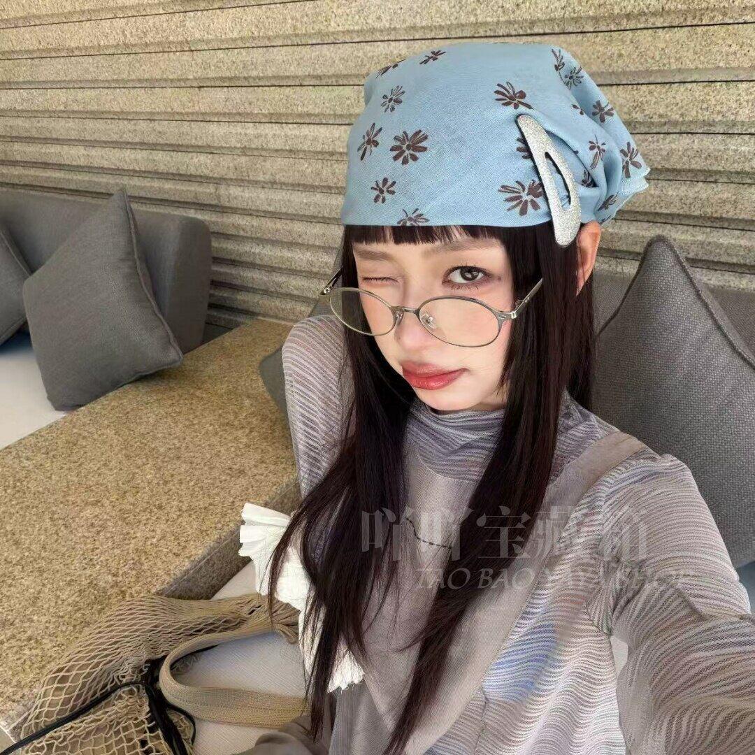 韩系百搭ins风花朵新款民族风洋派头巾方巾女出行时尚旅游辣妹