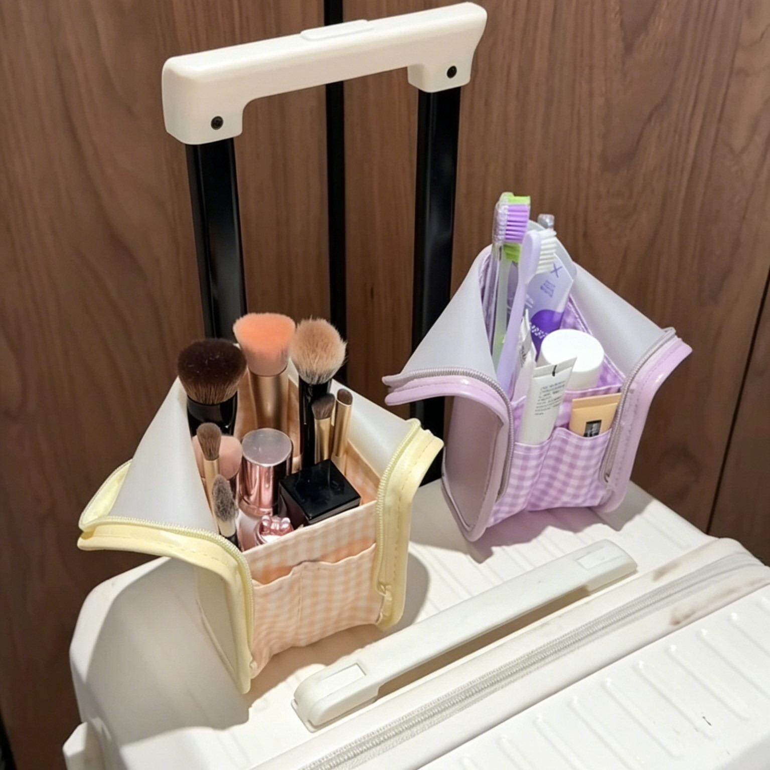 PU化妆刷收纳包便携旅行可立式防水大容量化妆包女眉笔刷子补妆包