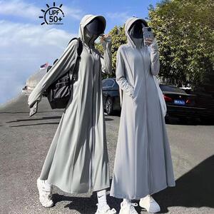 防晒衣女款夏季长款冰丝帽檐一体防紫外线透气2024新全身防晒服薄