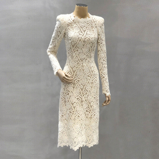 显瘦内搭打底裙子 名媛别致独特修身 法式 蕾丝连衣裙女秋冬2025新款