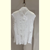 设计感时尚 上衣 独特别致绝美衬衫 洋气白色褶皱薄纱背心女夏季 新款