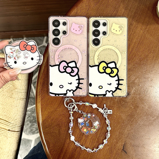 创意磁吸卡通眨眼比耶KT猫适用三星GalaxyS25Ultra手机壳S24 S23Ultra全包防摔保护套 S24Ultra可爱少女S23
