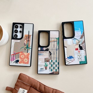 创意镜面磁吸卡通躲猫猫适用于三星GalaxyS25Ultra手机壳S25 S24Ultra少女心S23plus全包防摔S23Ultra保护套