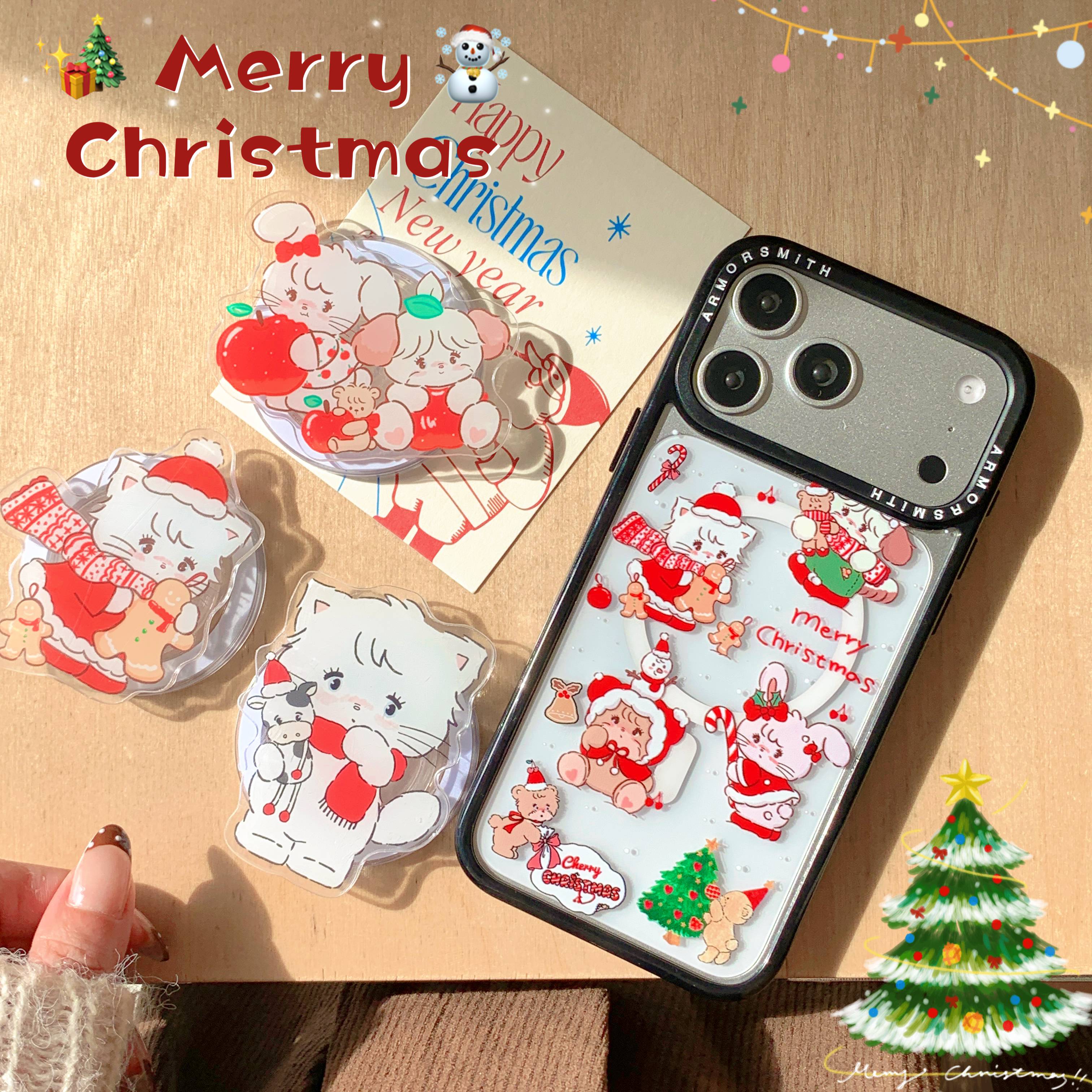 创意磁吸卡通圣诞mikko猫适用三星GalaxyS25Ultra手机壳S25EDGE/S24/S24FE可爱S23/23plus防摔S23Ultra保护套