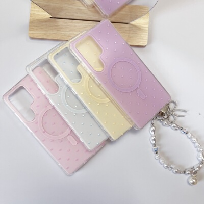 创意磁吸亚克力韩风粉紫爱心适用于三星GalaxyS26Ultra手机壳S25/S24FE少女心S23+/23plus全包S22Ultra保护套