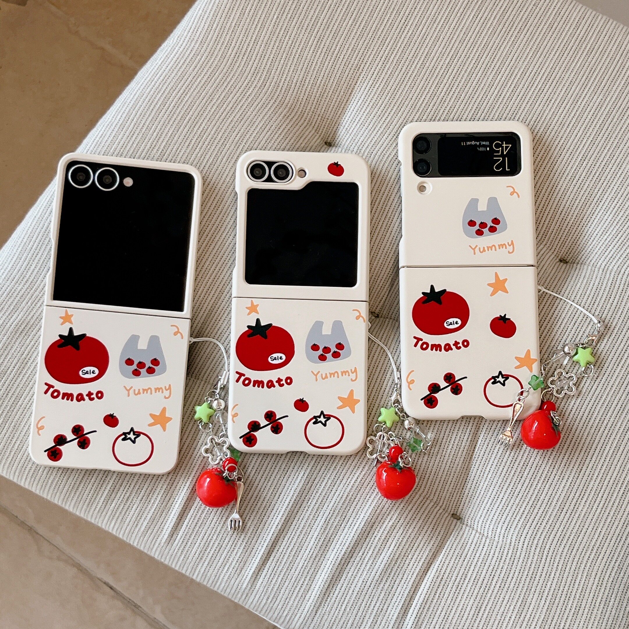 创意韩风番茄袋子适用于三星zFlip7手机壳折叠GalaxyZFlip6/5/4可爱少女心W26/W25/W24Flip/女翻盖防摔保护套