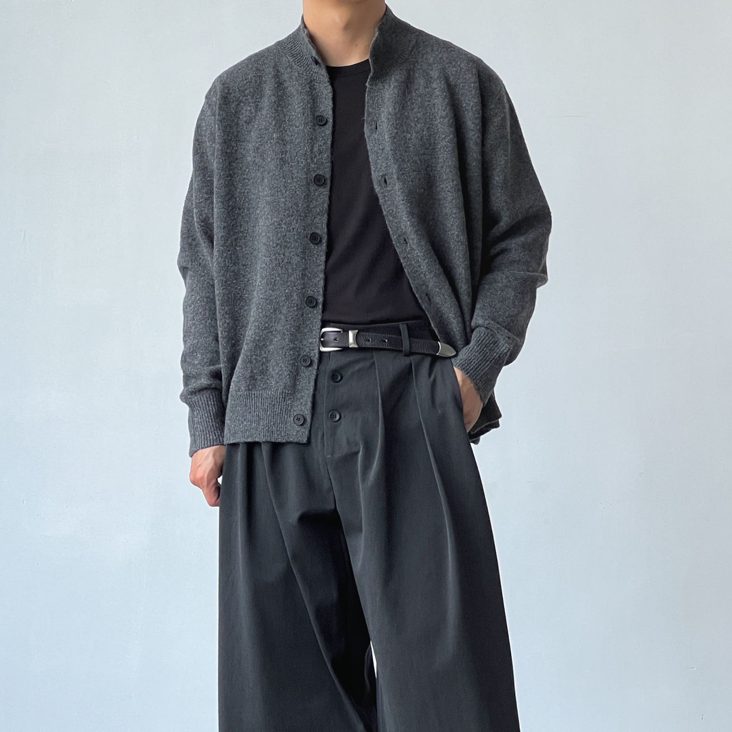 BROMAD松弛感立领针织开衫毛衣