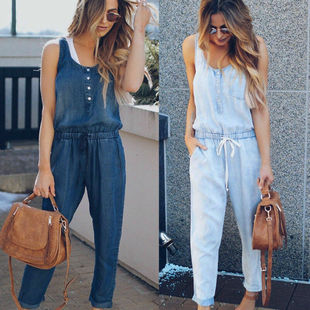Loose Jumpsuit Overalls Denim For Women Rompers Casual