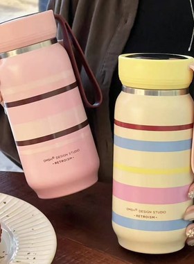 316L不锈钢复古保温杯水杯女生颜值大容量带茶漏学生便携手提杯子