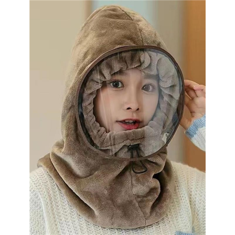 骑车防风面罩全脸冬季套头帽子围巾一体女加绒防寒保暖电动车护耳