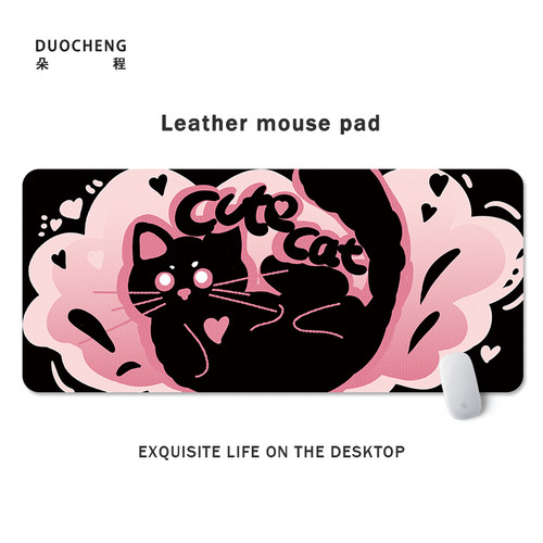 防水皮革甜酷猫咪鼠标垫桌垫大号