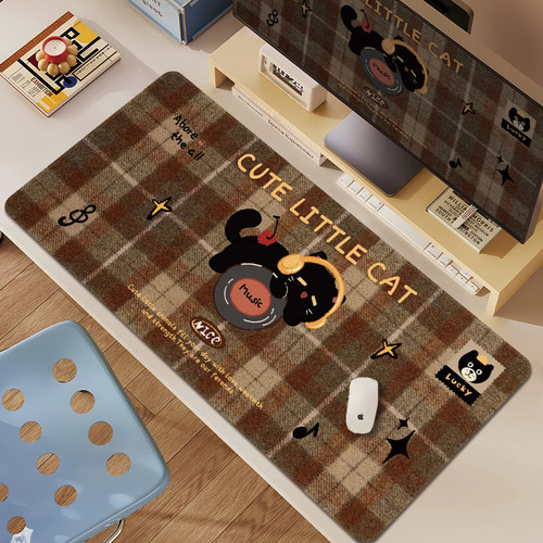 可爱小黑猫鼠标垫办公工位学习垫