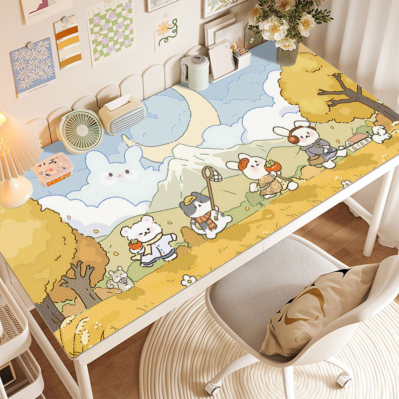 治愈系插画超大号鼠标垫桌垫学生