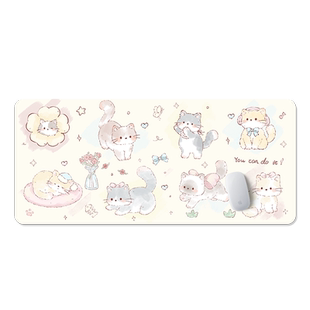 防水皮革鼠标垫定做超大笔记本桌垫可爱猫咪办公室桌布桌面键盘垫