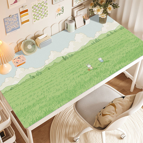 皮革防水防油鼠标垫治愈系插画