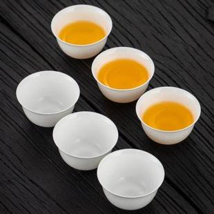 家用骨瓷盖碗潮州功夫茶具套装 中式 超薄胎白瓷茶杯白玉令泡茶杯子