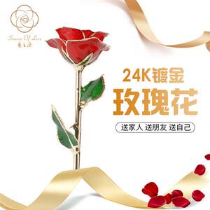 24K镀金玫瑰花 烤漆花 金玫瑰 情人节 圣诞 母亲节礼品厂家