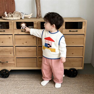 男童韩版春天套装女宝宝可爱针织马甲三件套婴幼儿外出洋气衣服