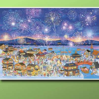 96*68拼图框花火夜游2000片猫的天空之城实木铝合金拼图专用框