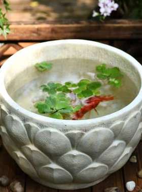 庭院水景摆件院内古法养鱼缸阳台小鱼池农家花园布置家庭户外造景