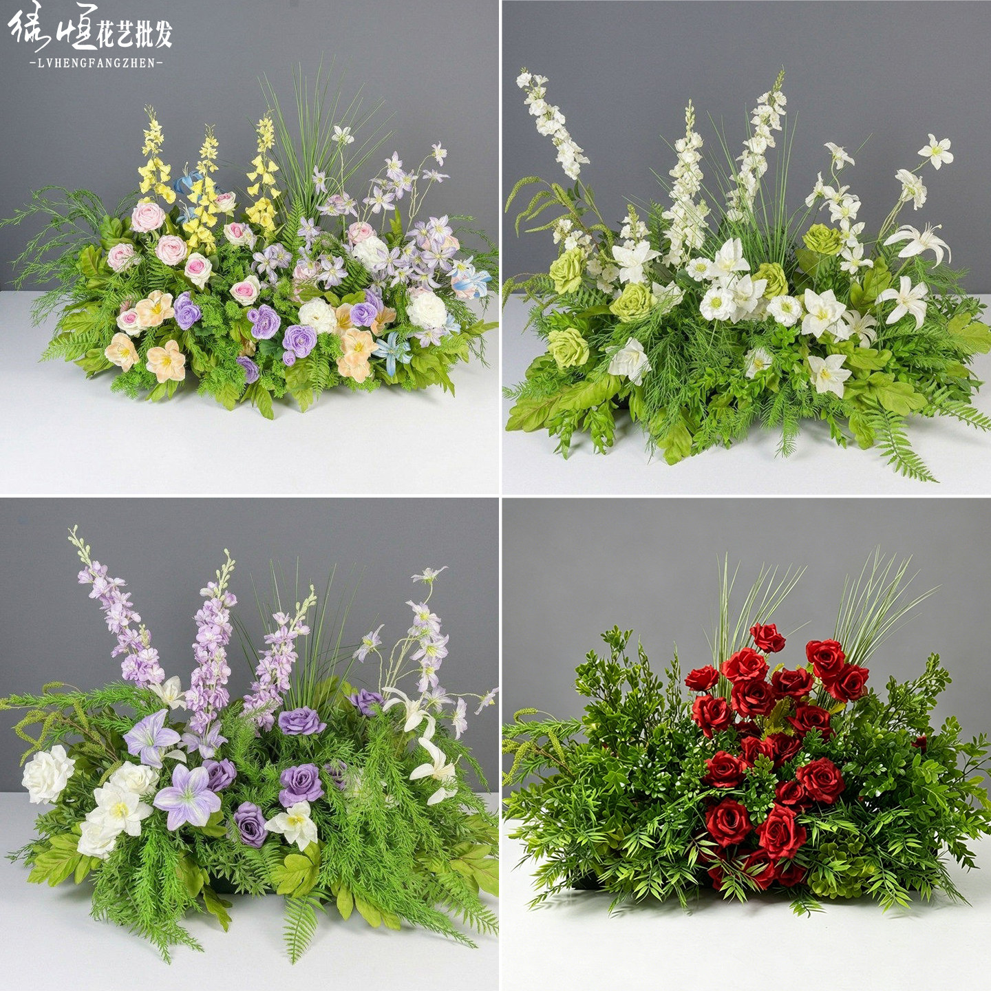 森系莫奈花园仿真花排批发