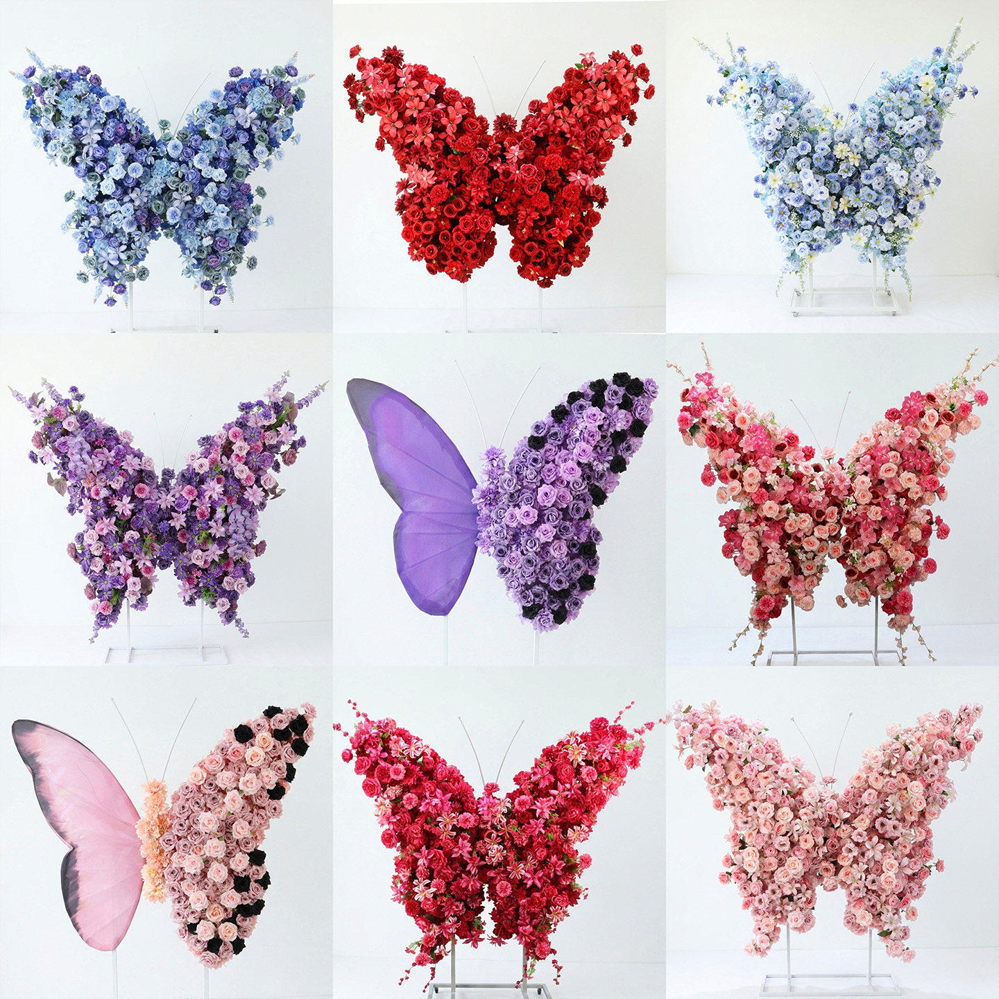 巨型蝴蝶装饰仿真花婚礼迎宾区装饰生日派对布置商场引流打卡摆件