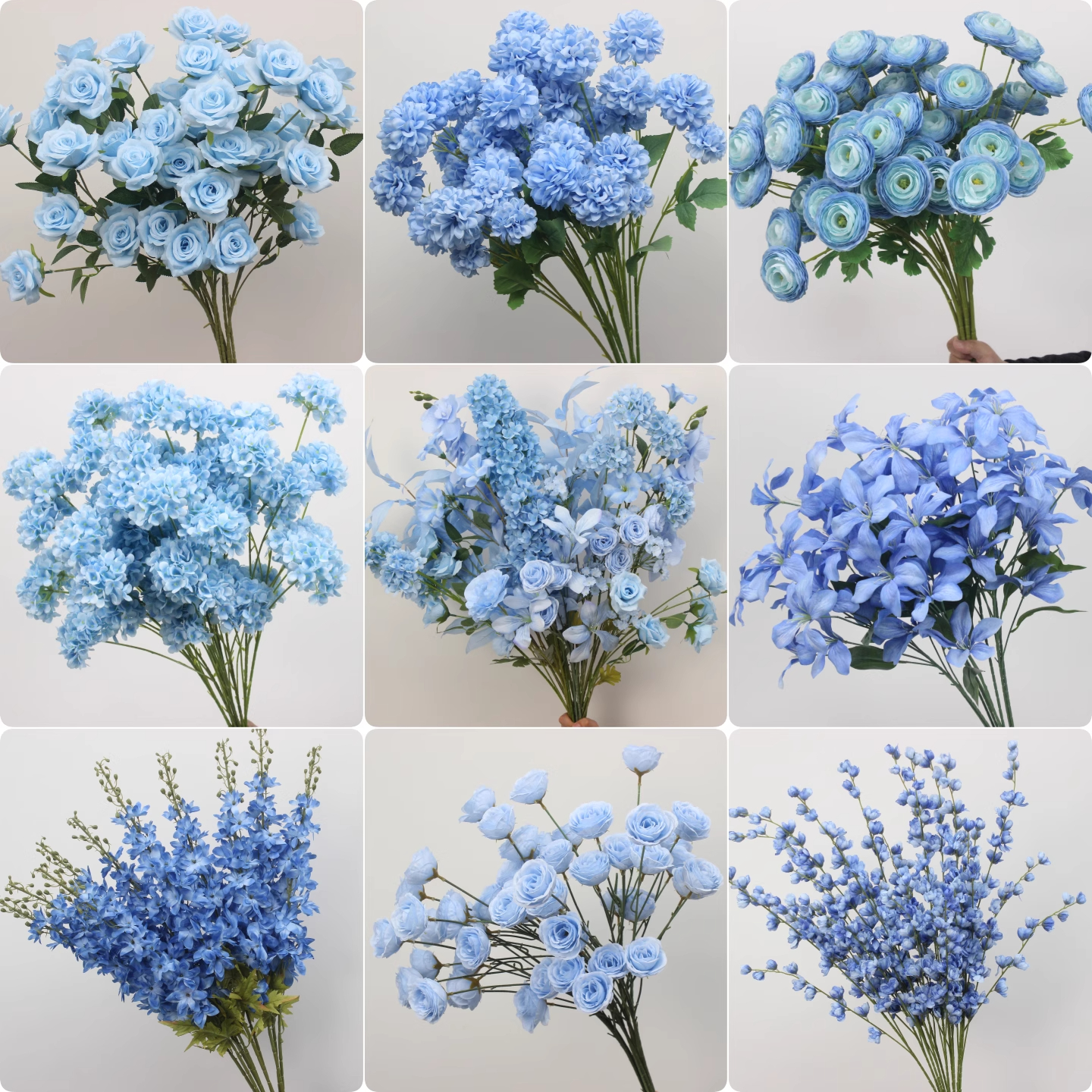 蓝色仿真花婚礼布置吊顶装饰路引