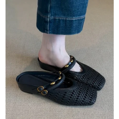 煜萱女鞋坊羊皮版大码手工编织