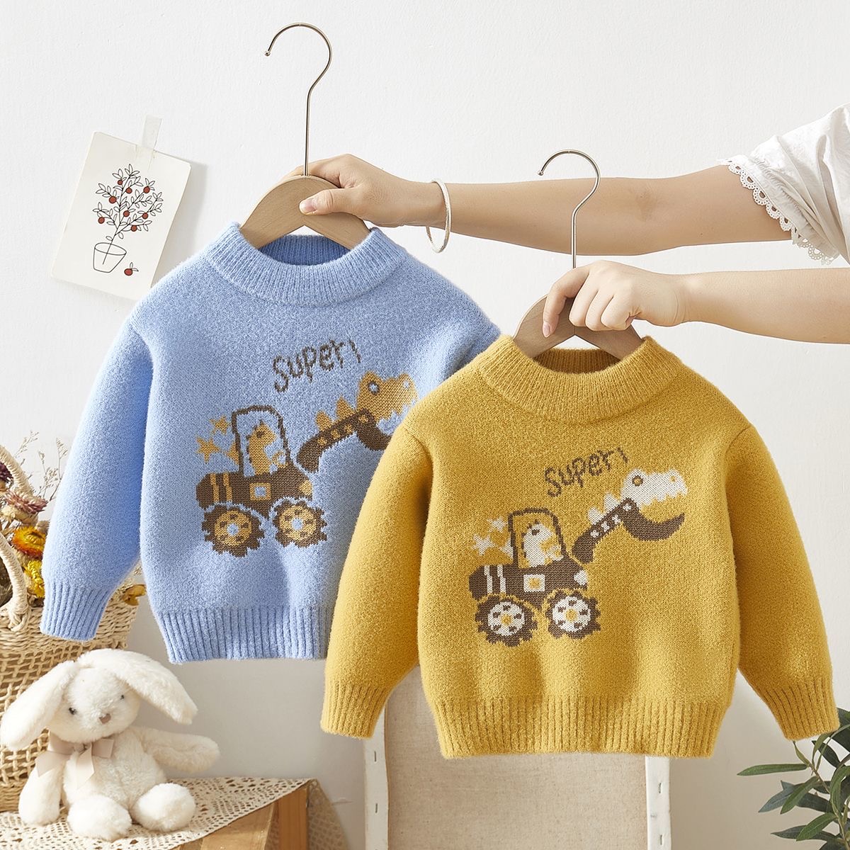 男童毛衣韩国绒秋冬款2025新款男孩加厚宝宝毛线衣儿童针织衫