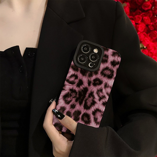 粉红豹纹适用苹果16手机壳iphone15新款 12防摔plus软pro镜头全包x超火高品质创意 17promax高级感14硅胶13女款