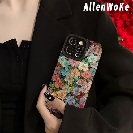 油画花朵适用oppofindx8手机壳reno13新款9高级7se硅胶6防摔5网红4感realme全包v23小众pro+真我r17软a10x女a