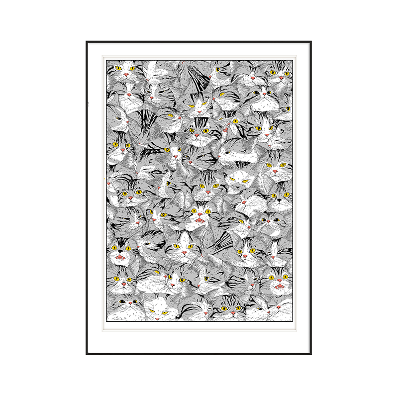 印物所出品 世界猫咪日快乐 卢那Luna限量签名手工版画 银虎斑
